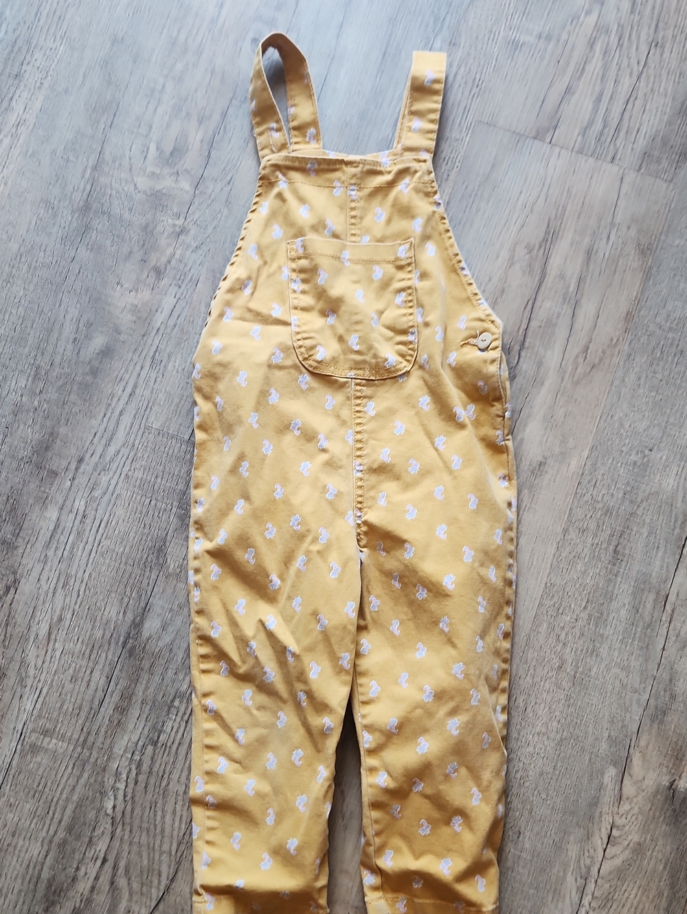 Kids Yellow Printed Overalls